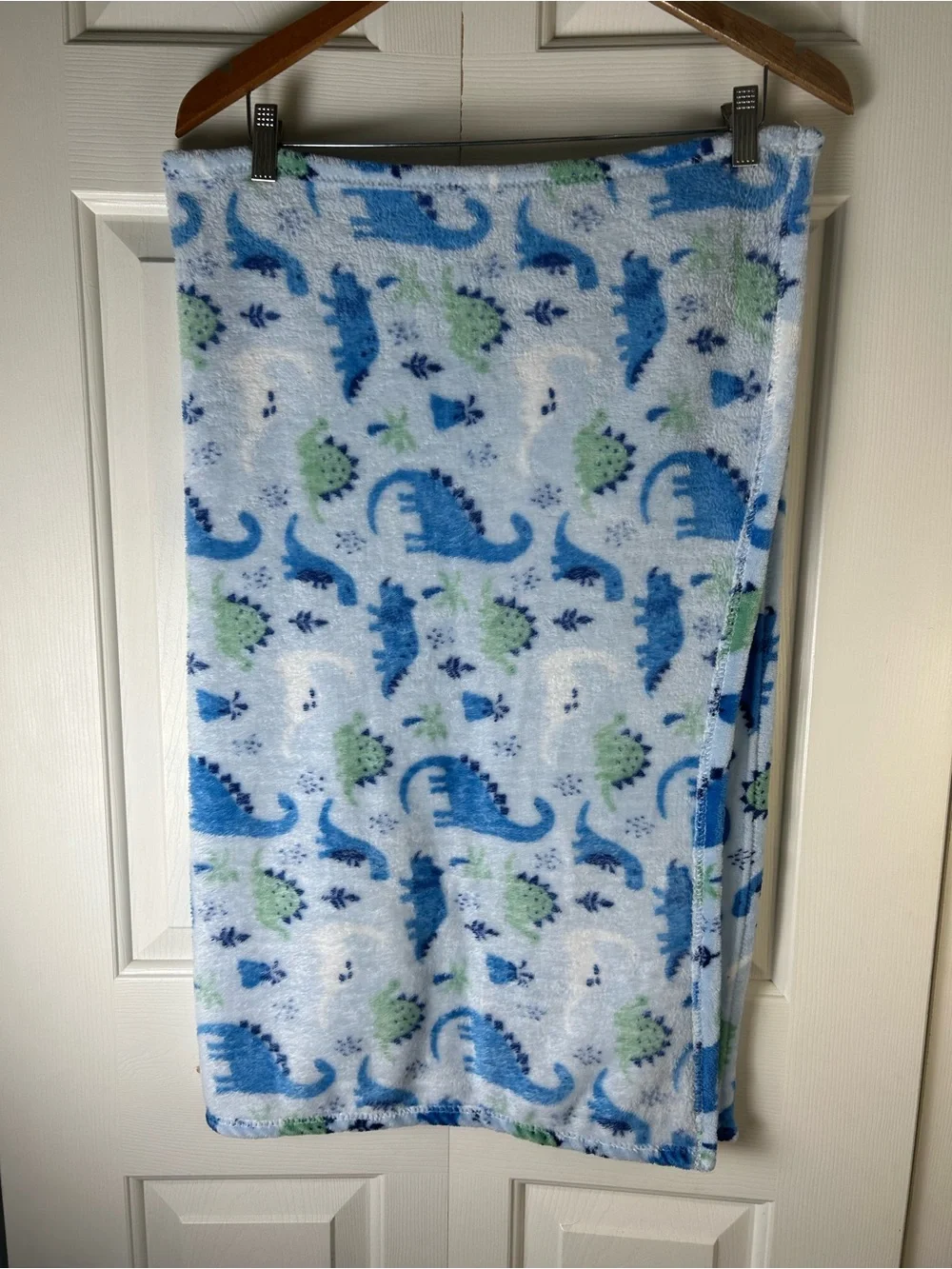 Gentle Steps Blue Green Dinosaurs Baby Blanket Leaves Palm Tree Volcano Dino